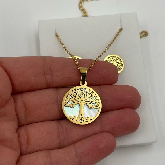 Tree of live Stainless steel set of necklace and earrings - Picture 2 of 5